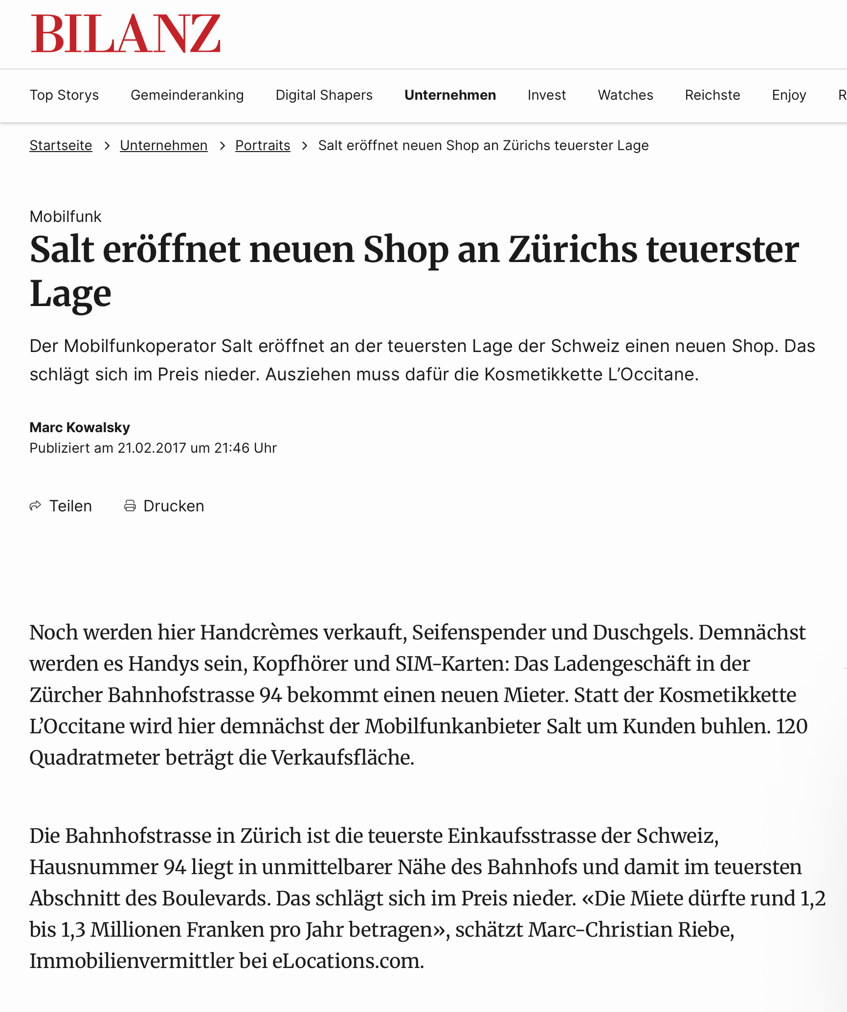 Salt eröffnet neuen Shop an Zürichs teuerster Lage